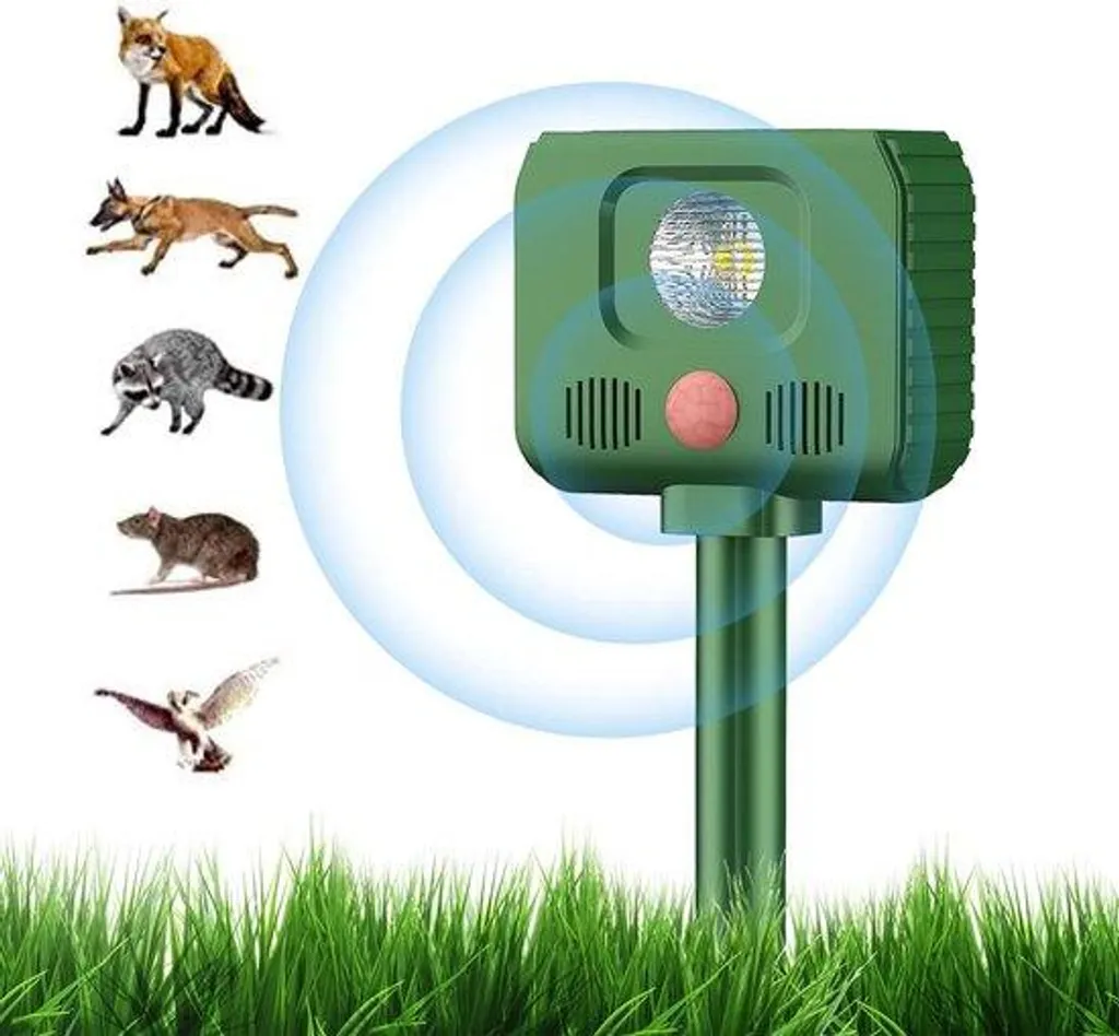 Répulsif Chat Ultrasons Solaire Extérieur Étanche avec 5 Modes de Réglage