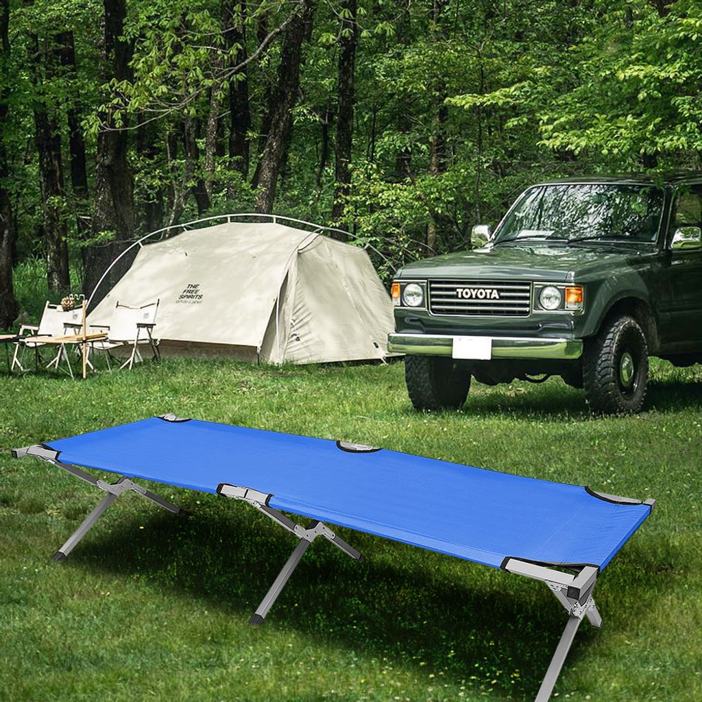 Feldbett Campingbett klappbar Gartenliege bis 150 kg 190x64x42cm Weiß