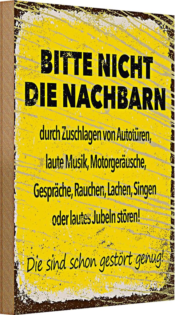 Holzschild Spruch lustig Bitte nicht Nachbarn stören 20x30cm