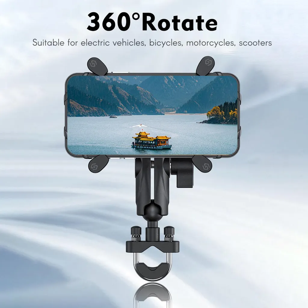 Support Moto pour GPS et Smartphone avec Fixation Guidon Stable à 360°