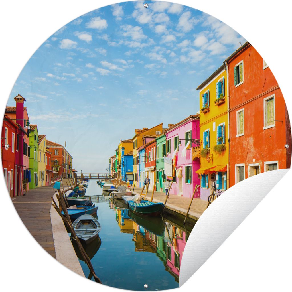 MuchoWow Gartenposter Outdoor-Poster Rund Italien - Häuser - Farben Ø 90 cm Gartendeko Rundes Poster draußen