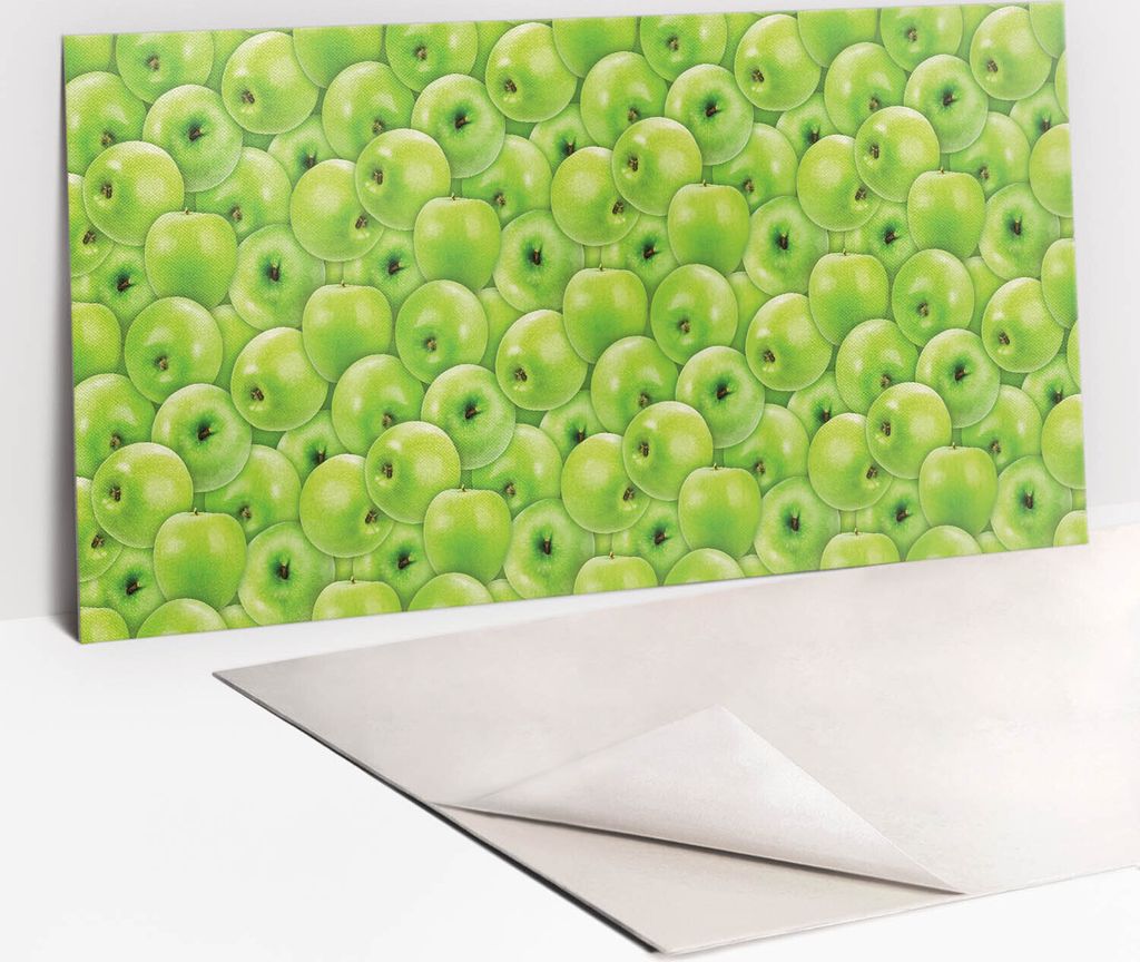 Dekorative PVC Wandpaneele - Küchenpaneele Rückwand hart Innenwand - 100 x 50 - Grüne Äpfel