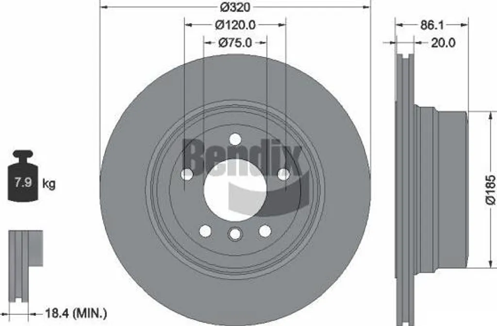 Disque de frein BENDIX BDS1850 pour BMW Série 5 E60 E61 OE 34216763345