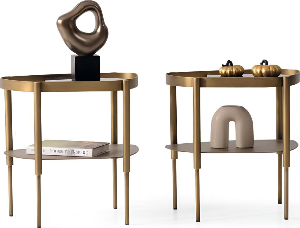 Modernes Beistelltisch-Set Marmortischplatten Designer Metallrahmen