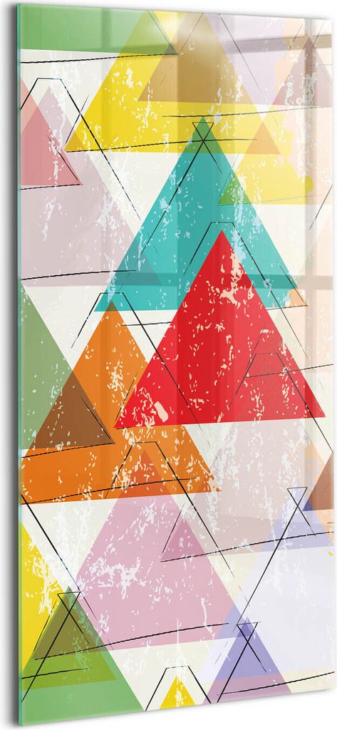 Designer Glasbild - Wandbild - Glas Bild - 70x140 cm - Geometrisches Muster Der Dreiecke