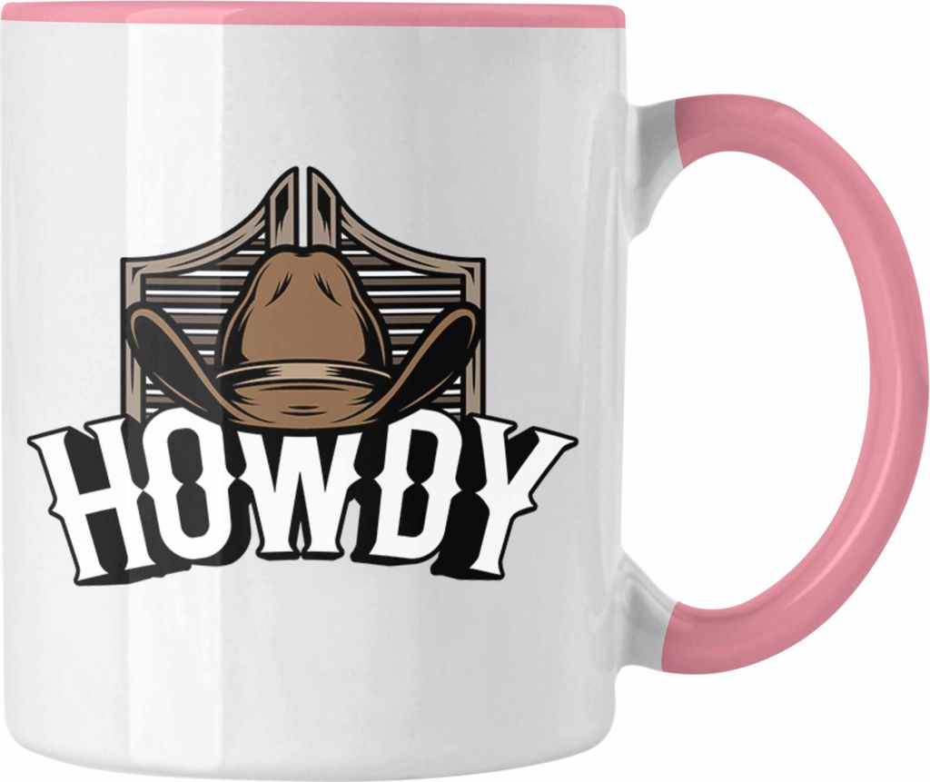 Trendation - Lustige Tasse für Line Dance Fans Howdy Cowboy Geschenkidee (Rosa)