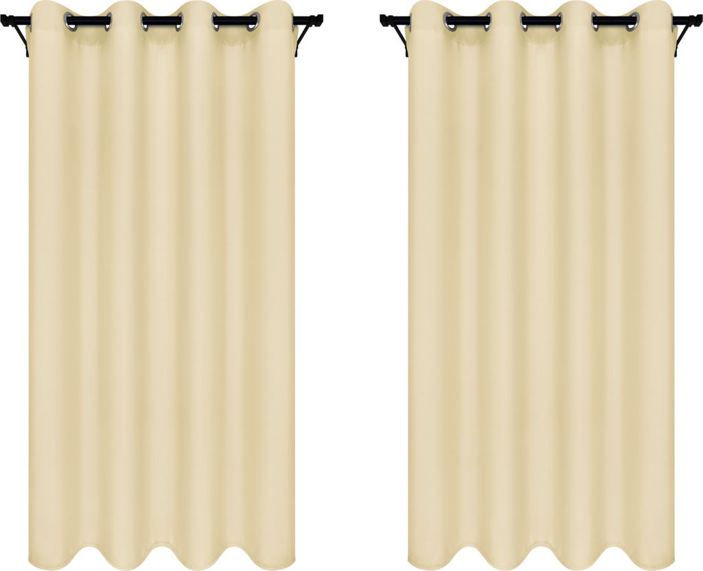 Vorhänge mit Ösen 140x260 cm 2 Stücke Ecru Fertige Blickdichte Gardinen
