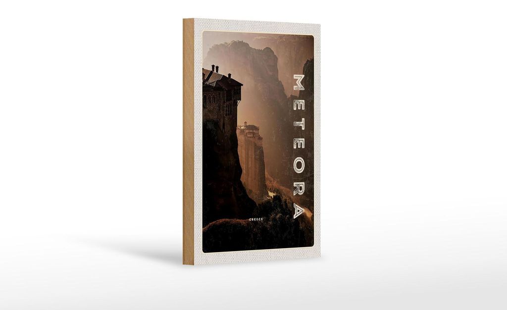 Holzschild Reise 12x18 cm Griechenland Meteora Gebirge Produktbild 