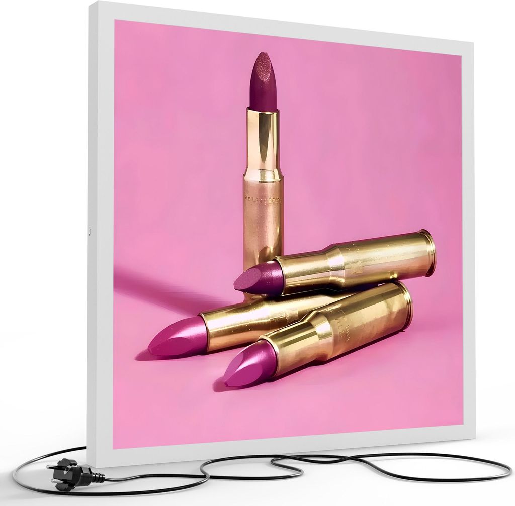 DEQORI LED-Bild & Lampe 60x60 cm Weiß 'Glamour mit Durchschlag' Leuchtbild LED Leuchte