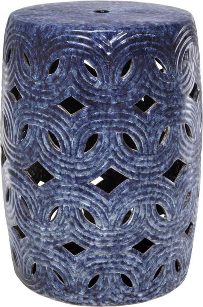 Casa Padrino Keramik Trommel Blau Ø 33 x H. 45 cm - Designer Wohnzimmer Dekoration