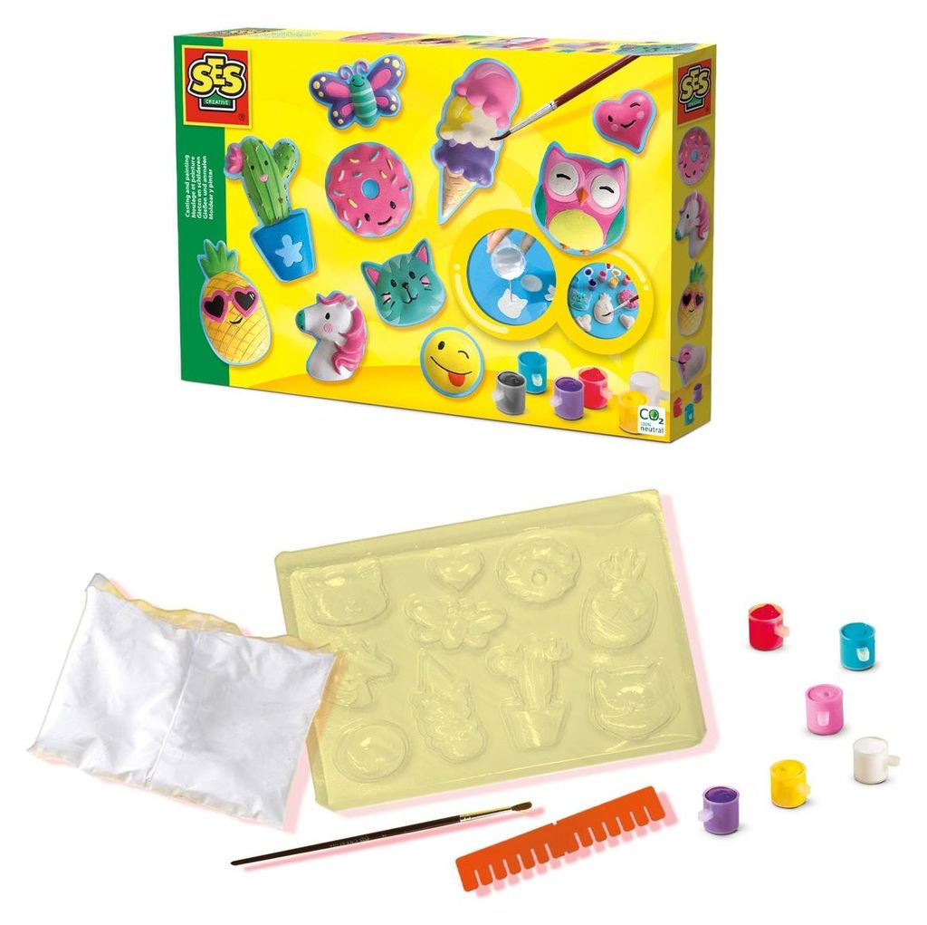 SES CREATIVE Gips- und Malset Gießen und Anmalen Lustige Figuren
