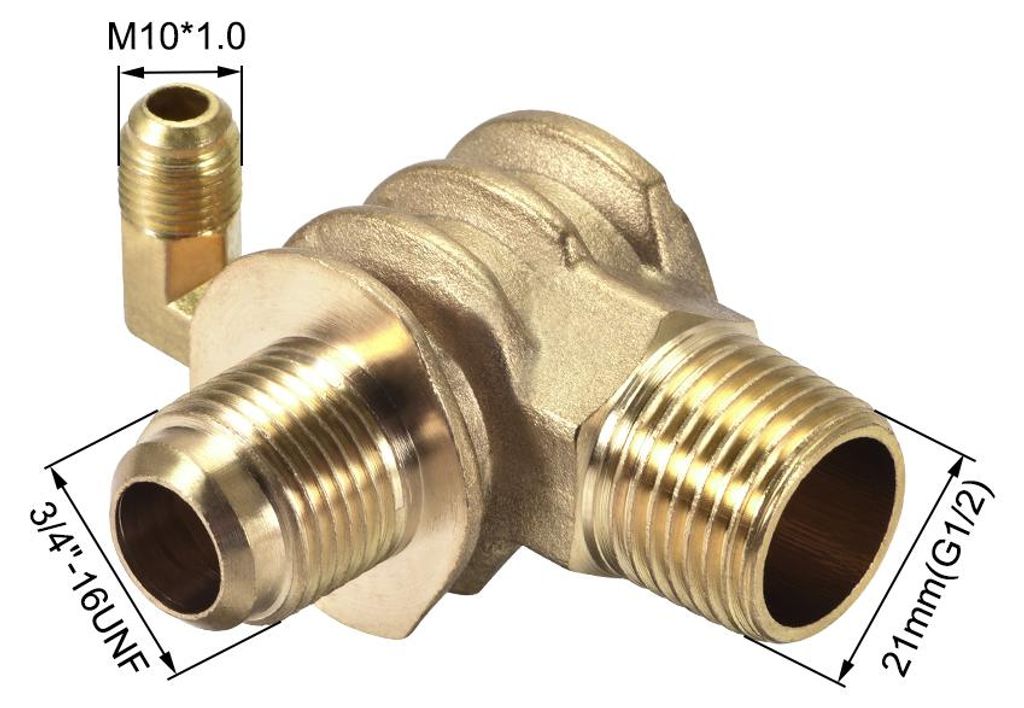 Luftkompressor Prš¹fung Ventil 3 Weg Pneumatisches Zubeh?r Messing G1/2 x 3/4"-16 UNF x M10 Au?engewinde