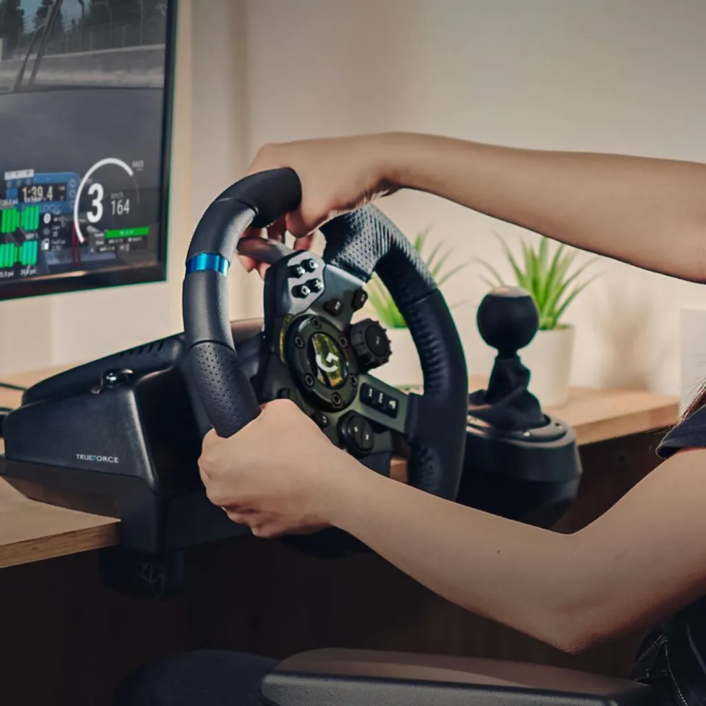Simulateur de Conduite Logitech G923 SE avec Volant Cuir et Shifter PC