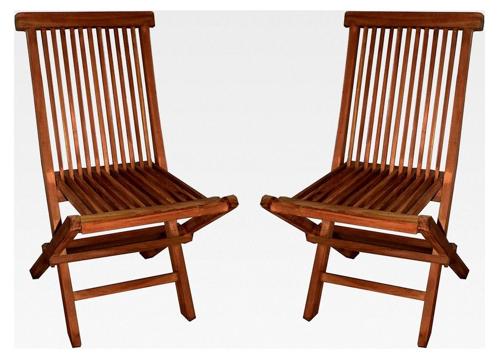 2er Set Klappstühle aus Teakholz für Garten, Terrasse und Balkon, witterungsbeständig, klappbar
