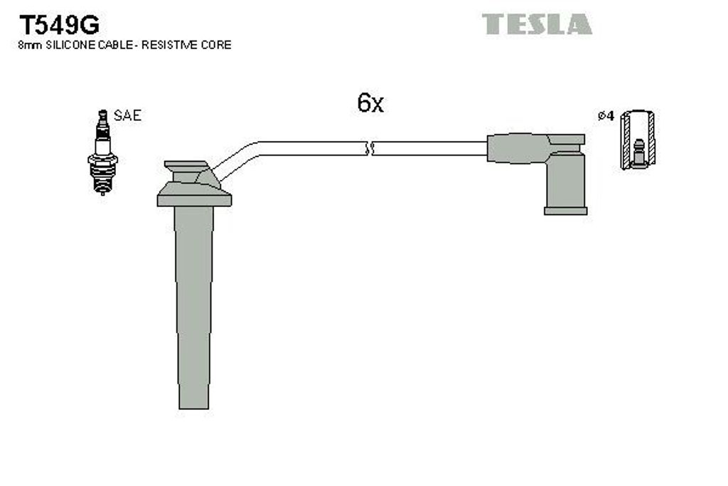 TESLA T549G Zündkabelsatz Zündleitungssatz für FORD MONDEO III Kombi (BWY) MONDEO III (B5Y) MONDEO III Stufenheck (B4Y) MONDEO II Kombi (BNP)