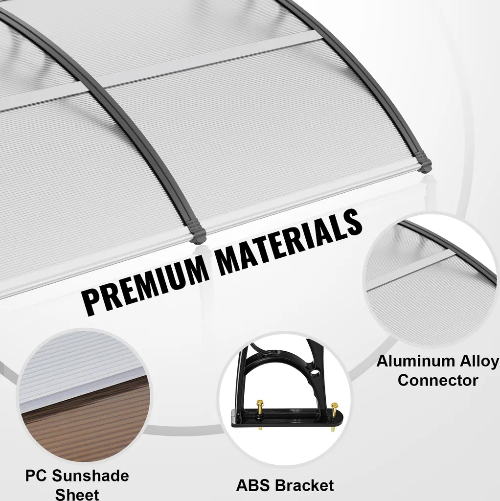SucceBuy tenda da sole per finestre e porte, tenda da sole per patio esterno da 38 x 117 pollici, pellicola di protezione solare UF50+ PC, parasole trasparente impermeabile per la protezione da raggi UV, pioggia e neve - 6