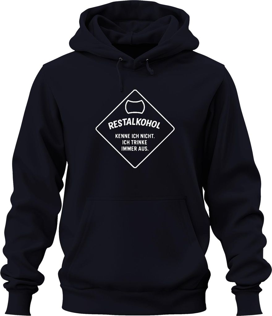 Restalkohol kenne ich nicht ich trinke lustig bier spruch party Uni Hoodie Kapuzenpullover, Navy, L