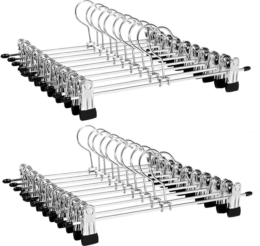 SONGMICS Hosenbügel 20 Stück aus Metall Anti-Rutsch Kleiderbügel Rockbügel 31 x 10,5 cm verchromt CRI003-20