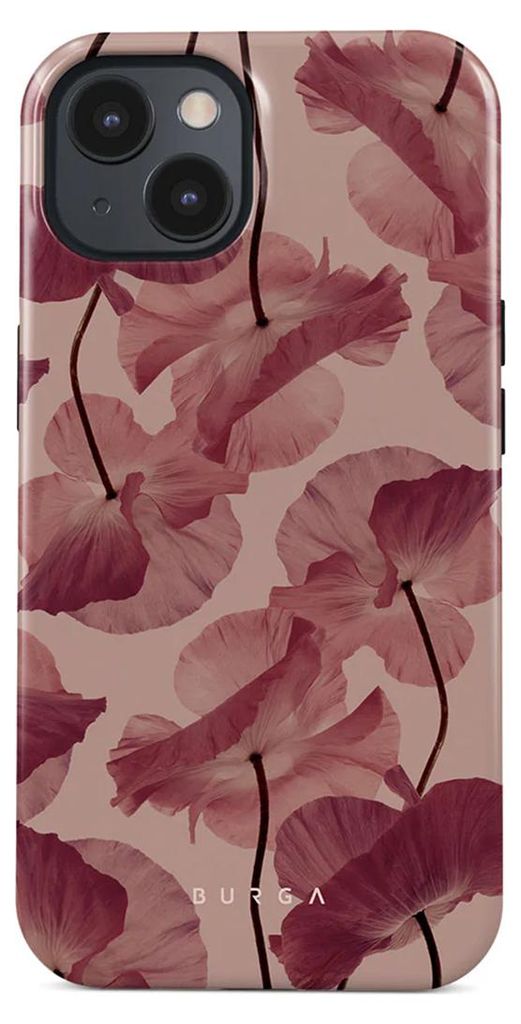 A close-up of a phone case with a floral pattern.