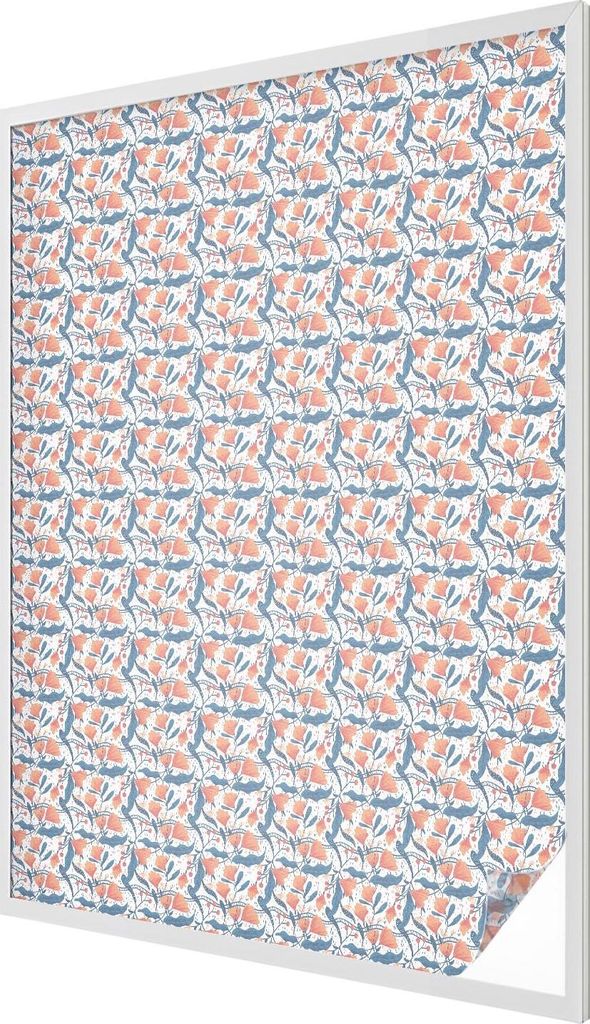 Buntglas Fensterfolie – 146x100 cm – Stained-Glass Design – blickdichte dekorative Sichtschutzfolie – selbstklebend, UV-Schutz – Ein Blü...