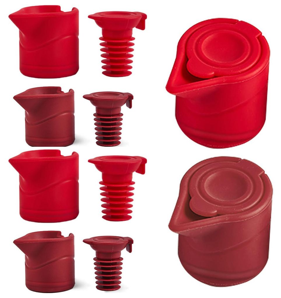 6-teiliges Flaschenverschluss Set für Wein und Champagner, luftdichte Silikon Stopfen für Haushalt und Bar