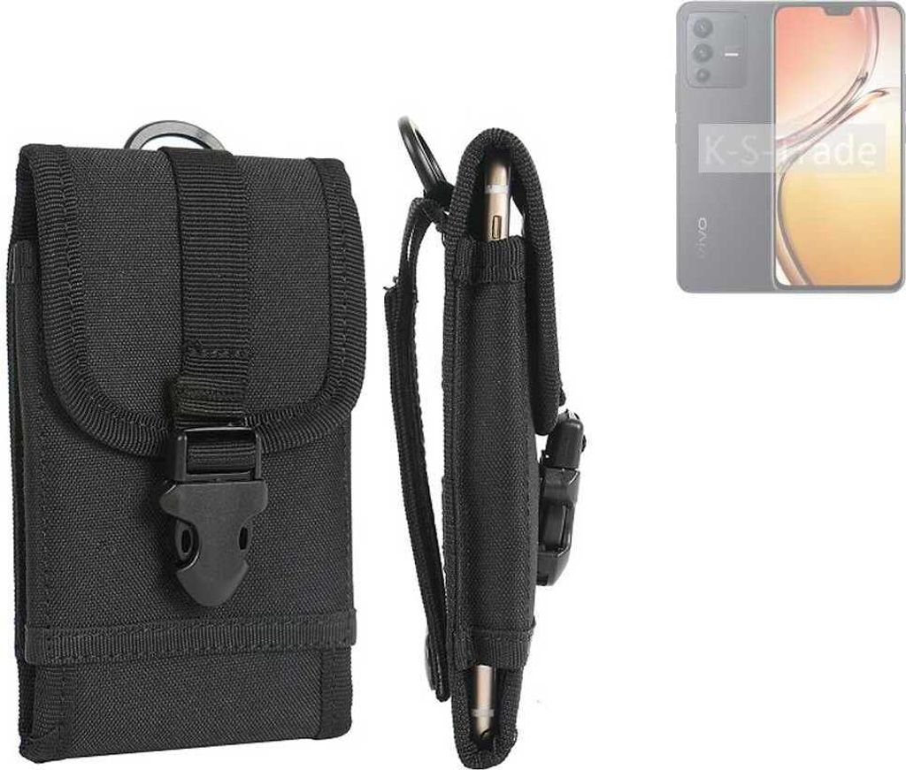 K-S-Trade Holster Handy Hülle kompatibel mit Vivo V23 5G Holster Handytasche Gürtel Tasche Schutz Hülle Robust Outdoor schwarz
