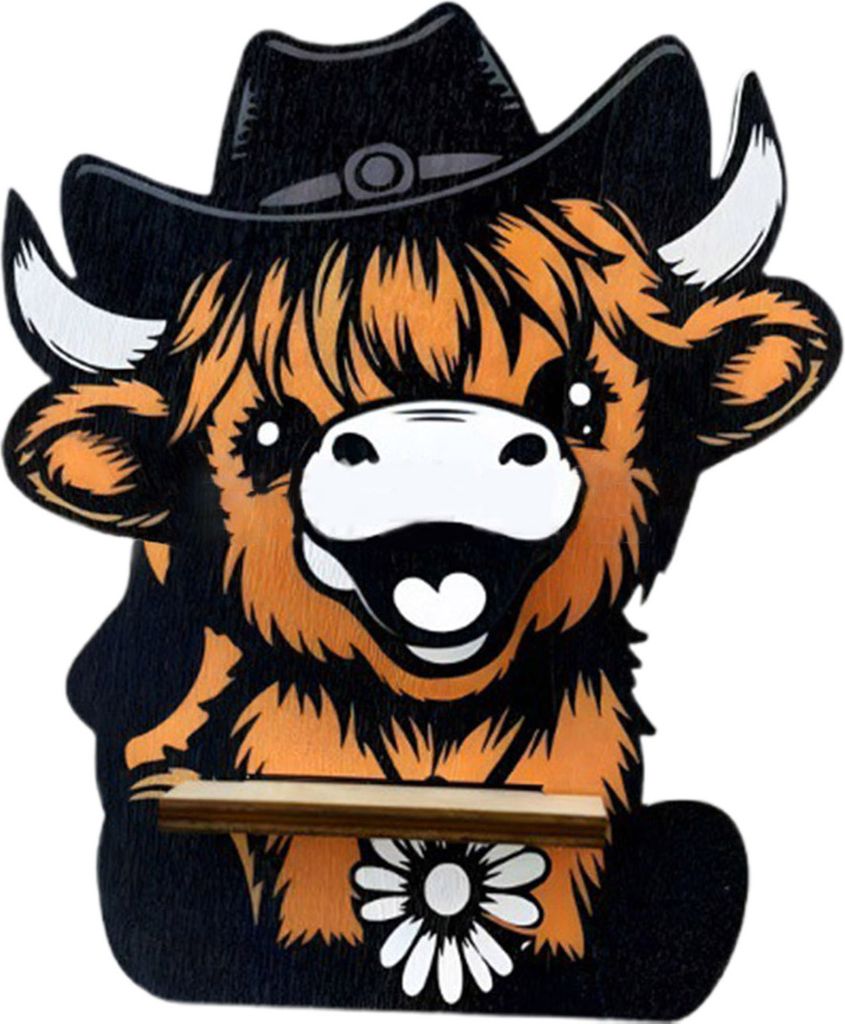 Highland Cow Brillenhalter, Holz-Brillenrahmen-Präsentationsständer, Cartoon-Tier-Sonnenbrillenhalter, Ständer für Schlafzimmer, Arbeitszimmer,...