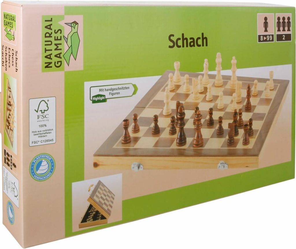 Natural Games Schachkassette, Strategiespiel, ca. 40x20x6 cm, für 2 Spieler, ab 8 Jahren