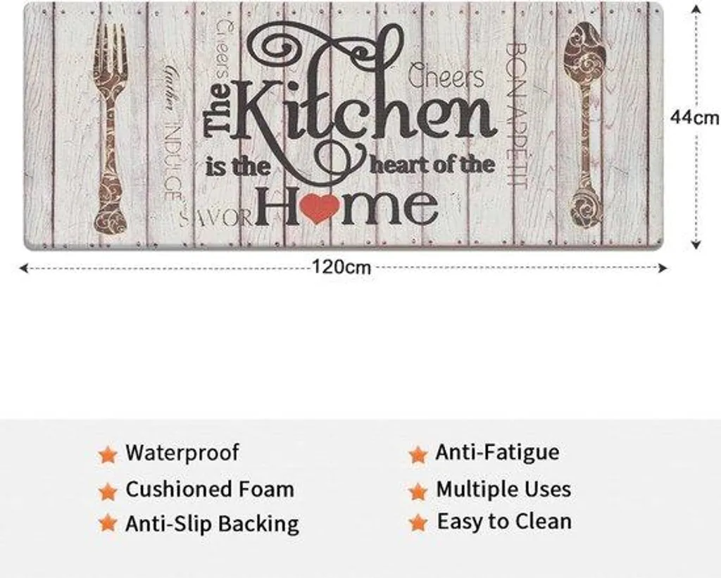 Tapis de cuisine PVC anti-tache 44x120 cm - Fini les sols glissants !