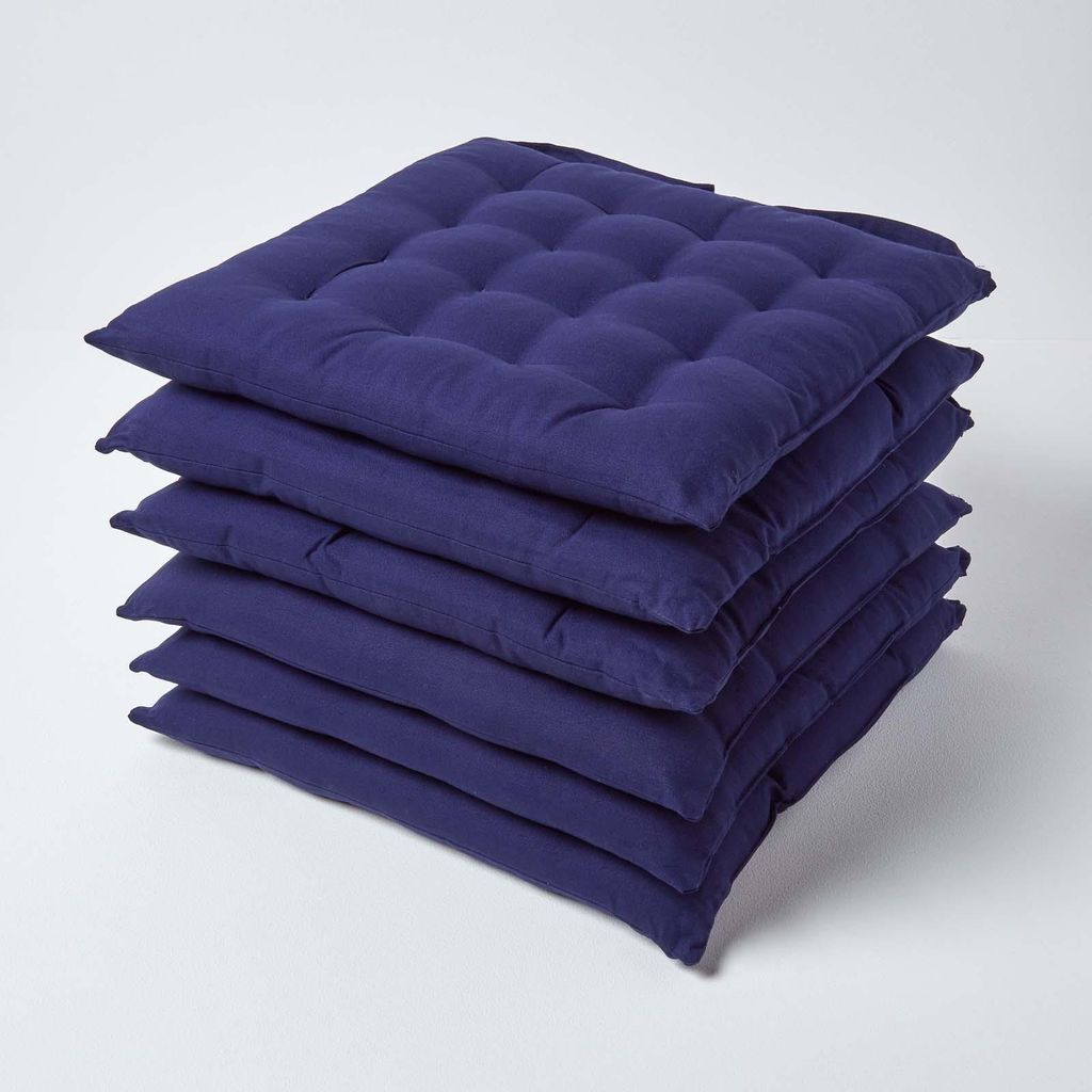 HOMESCAPES 6er Set Stuhlkissen 40x40 cm dunkelblau – Produktbild 