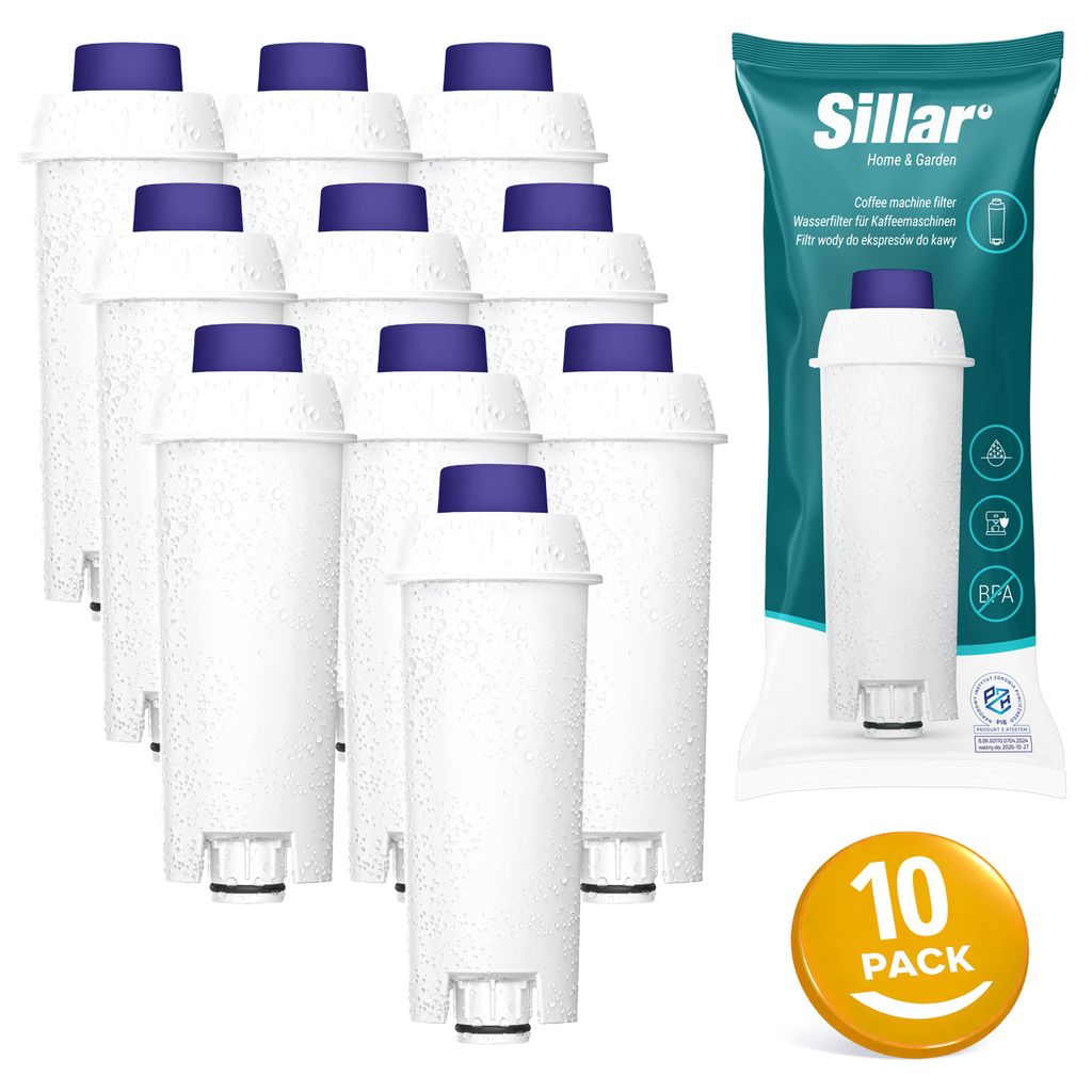 Sillar 10× Wasserfilter kompatibel mit De’Longhi Kaffeevollautomaten – Ersatzfilter für DLS-C002 / SER3017