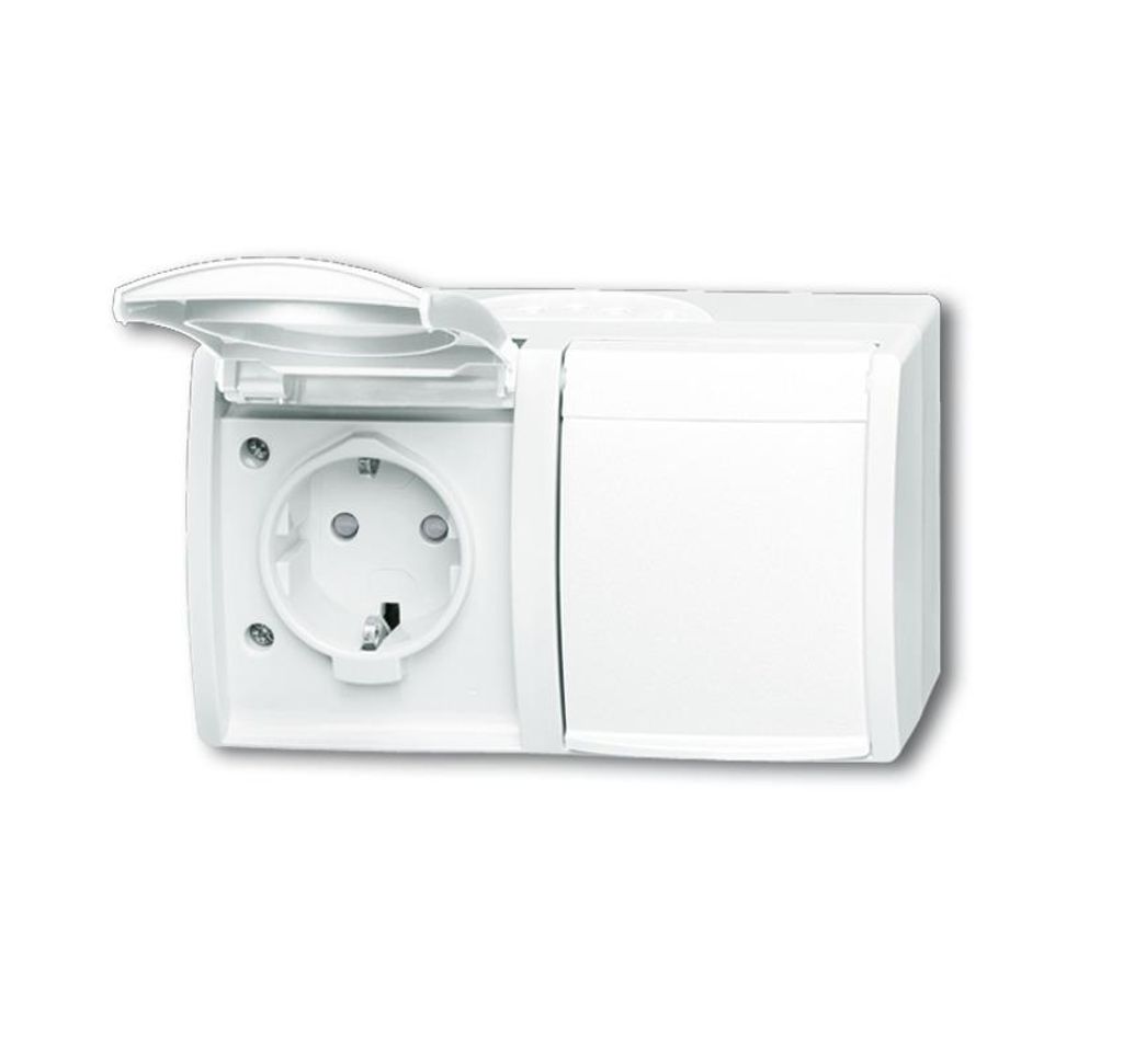 Busch-Jaeger 2084-0-0723, CEE 7/3, 2P+E, Weiß, IP44, 250 V, 16 A