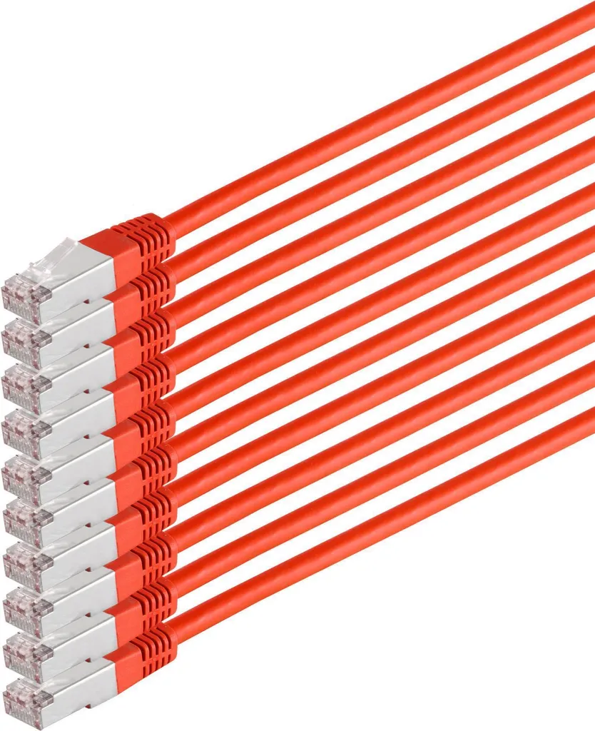 Cordon RJ45 Cat 6 S/FTP Rouge 0,5m PIMF HF VE10 pour Baie de Brassage