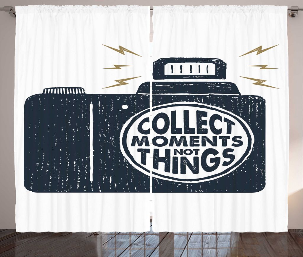 ABAKUHAUS Sprichwort Rustikaler Gardine, Flüchtige Fotokamera Text, Wohnzimmer Universalband Gardinen mit Schlaufen und Haken, 280 x 225 cm, Dark ...