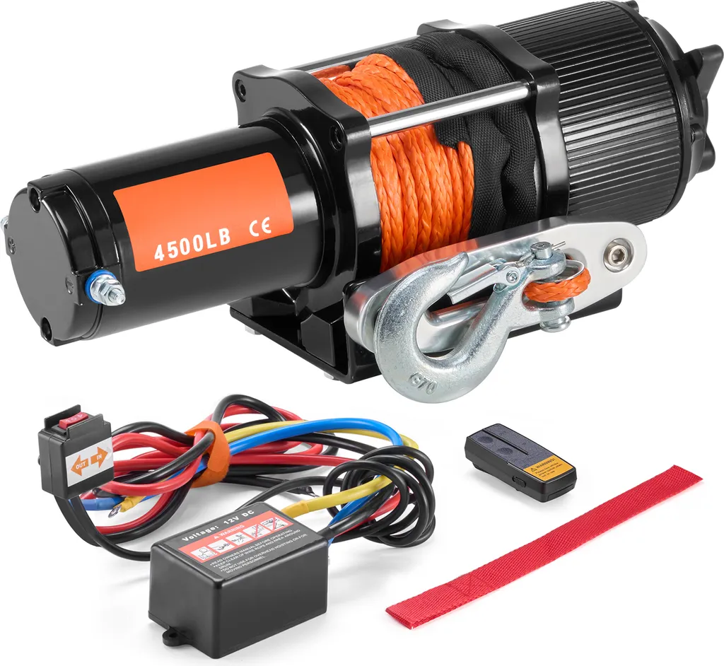 Treuil de Remorquage 12V pour Quad et UTV 4500 lbs avec Câble de 12m