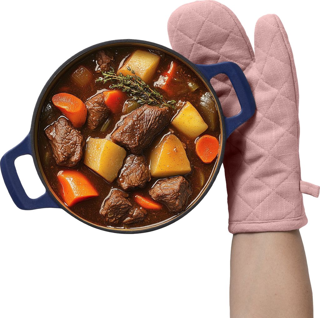 JEMIDI Ofenhandschuhe 1 Stück - Topflappen Handschuh hitzebeständig - Topfhandschuhe waschbar - 100% Baumwolle mit Füllung aus Polyester - Lange