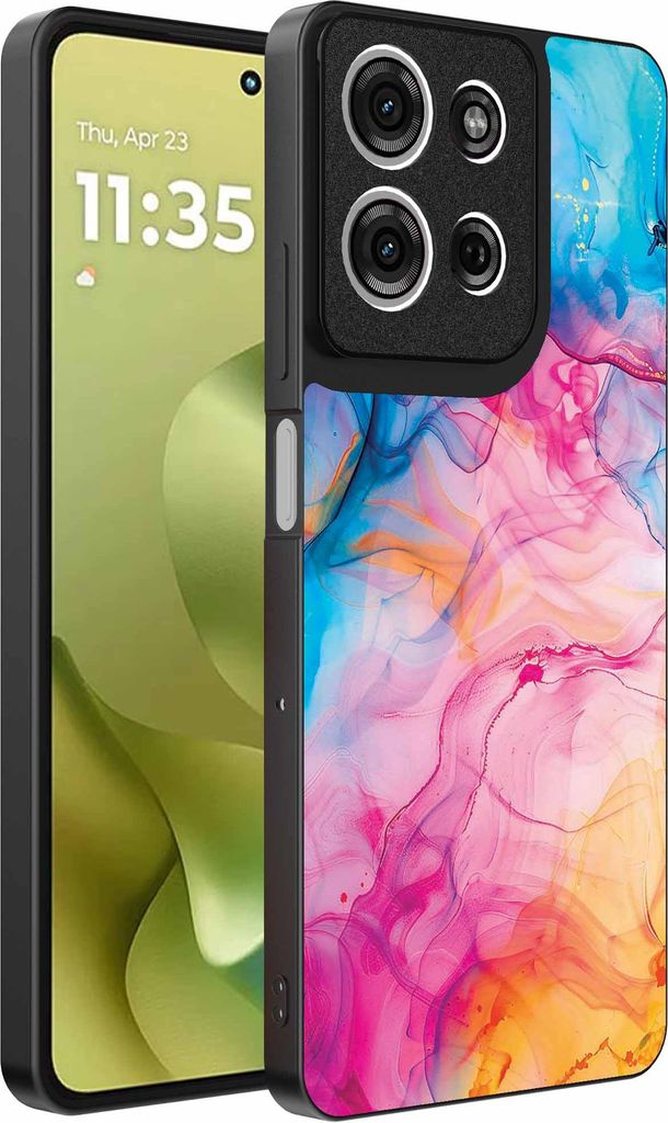 Geeignet für Motorola Moto G86 Telefon Fall mit Regenbogen Acryl Marmor Druck - TPU Backcover Fall Regenbogen Acryl Marmor Design - Smartphonica