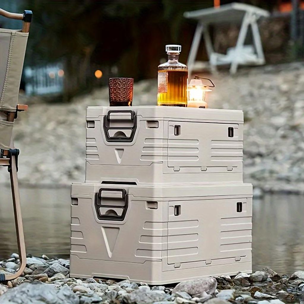 M-Nummer Faltbar Campingbox,mit Rädern/mit Deckel ,Kunststoffbewahrungsbox ,Organizer Klappkiste,Picknick Abenteuer im Freien,Lagerbox,mit Traggriff.