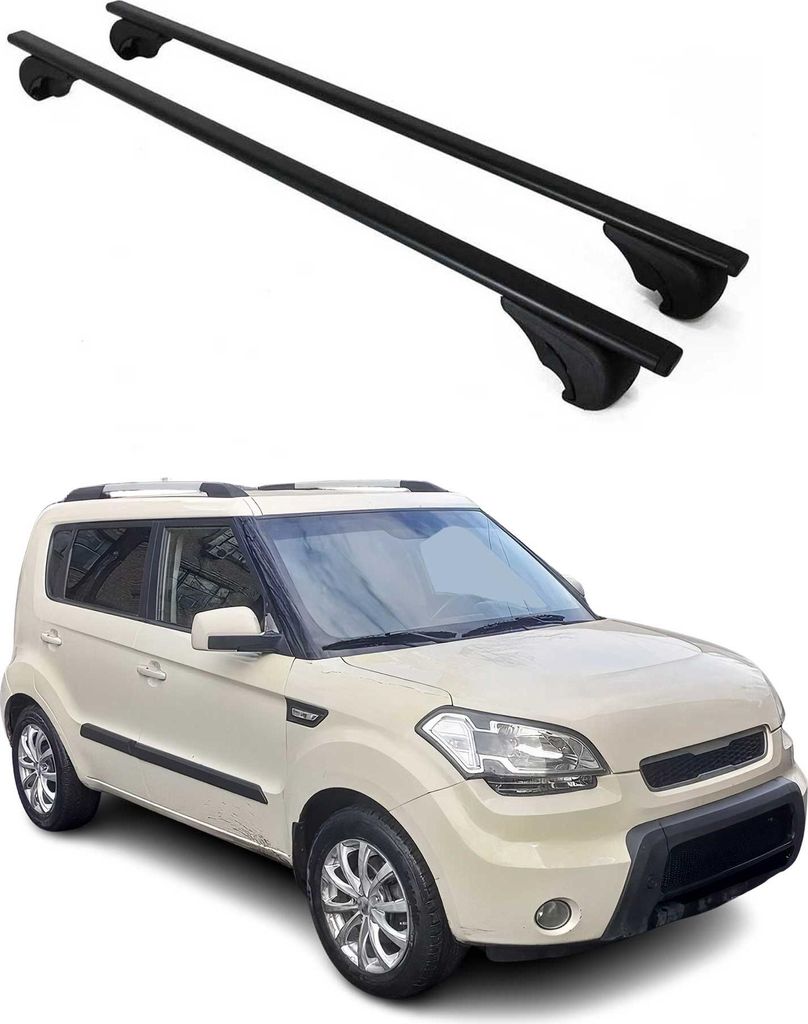 Dachträger Grundtäger für Kia Soul 2008-2013 75kg Metall Schwarz 2 tlg