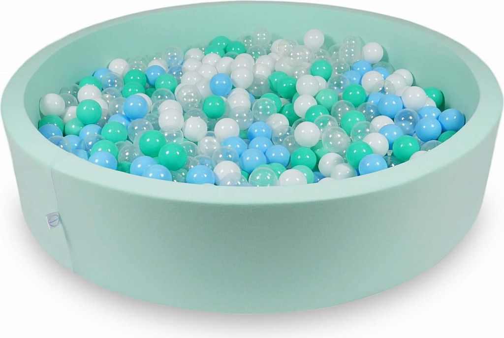 Bällebad 130x30cm mint – Mit 600 Bällen / babyblau, transparent, mint, weiß