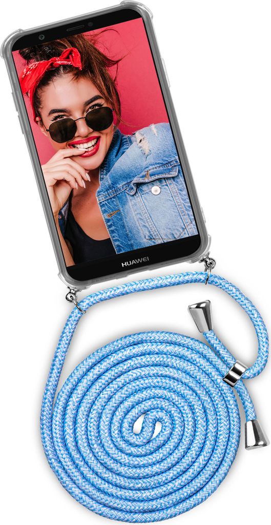 TWIST-Case + TWIST-Cord für Huawei P Smart (2017), Farbe:Chilly Jeans (Silber)