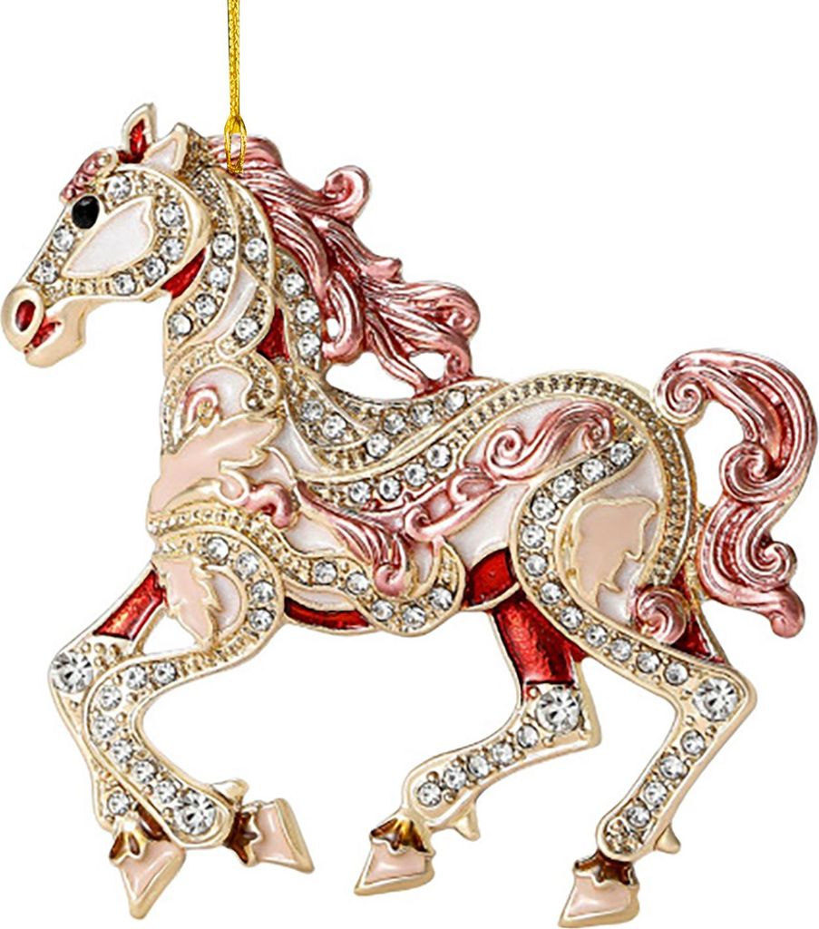 Weihnachtsbaumschmuck in Pferdeform: Funkelnde Strass-Pferde zum Aufhängen, Acryl-Weihnachtsbaumschmuck für Winter-, Weihnachtsfeier- und Weihnac...