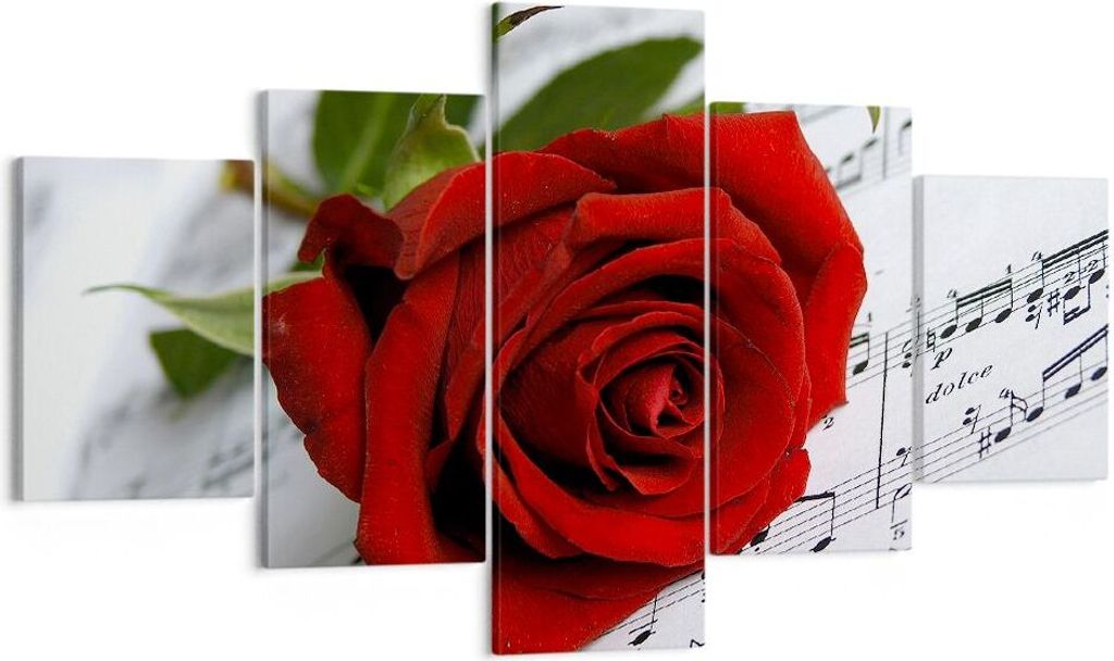 Bild auf Leinwand - Leinwandbild - Musik Rose Dekoration romantisch - 125x70cm - Wand Bild - Wanddeko - Leinwanddruck - Bilder - Kunstdruck - Leinw...