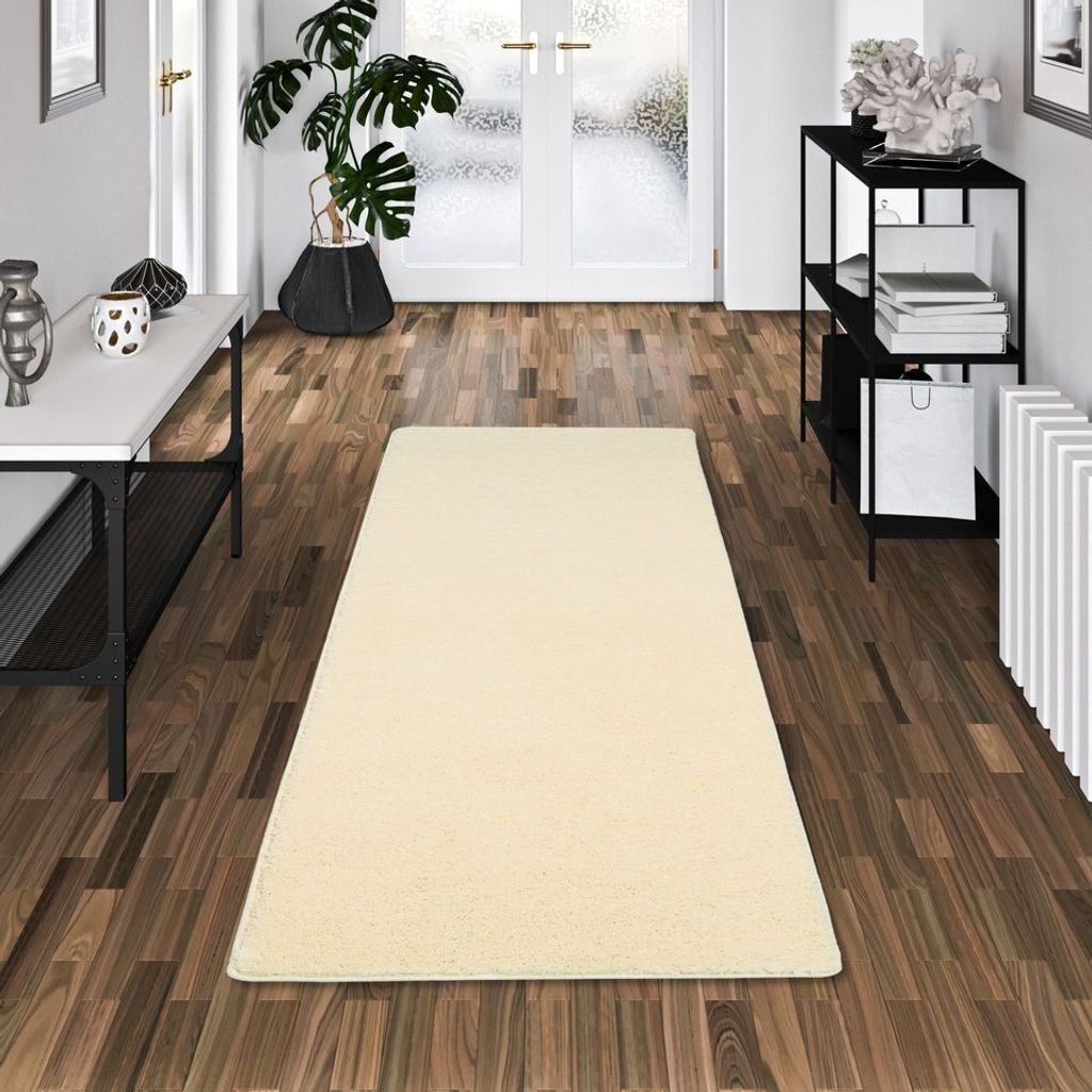 Hochflor Shaggy Läufer Teppich Palace Creme, Größe:80x320 cm