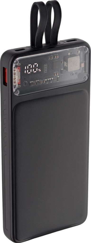 QUALO Transparent Powerbank 10000 mAh PD mit LED 23W schwarz QTPB10-LD-23-01
