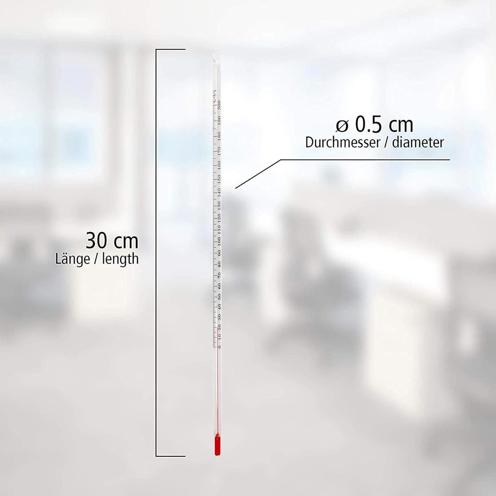 Laborthermometer 200°C Glas 30cm Stab Labor Thermometer Analog Bedarf Zubehör