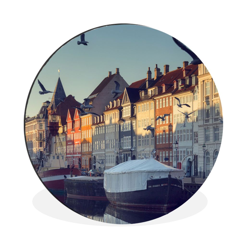 MuchoWow Aluminium Wandkreis Nyhavn am Morgen Kopenhagen - Dänemark Ø 30 cm Wanddeko Modern Wohnzimmer - Wand Bild - Wohnzimmer - Runde Bilder ...