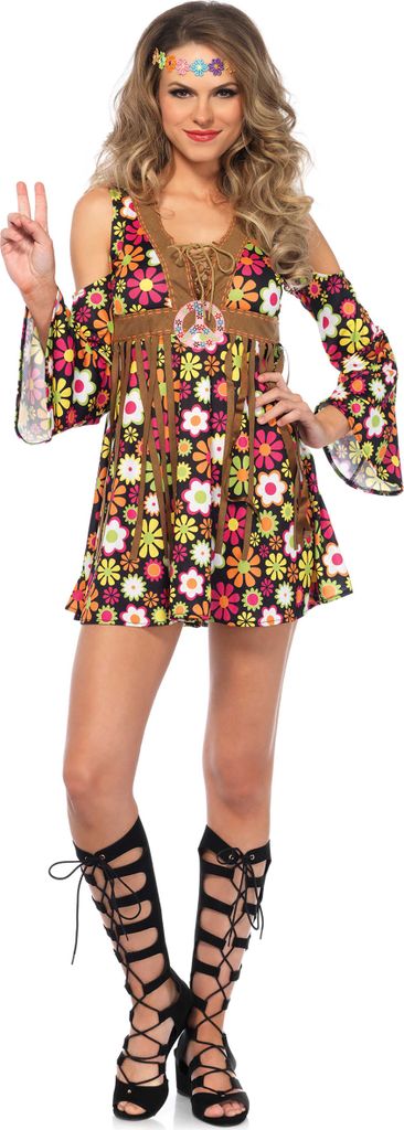 Flower Power Hippie Kostüm Kleid Karneval Fasching Größe: M