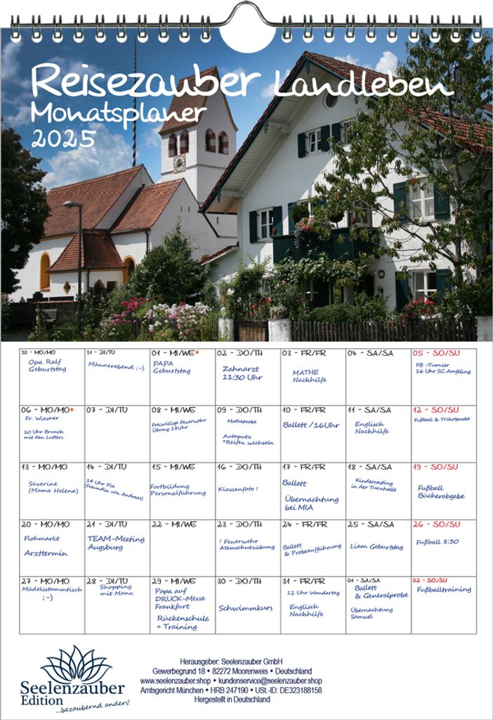 Reisezauber Landleben Planer DIN A4 Kalender für 2025 Ferne Länder und Urlaubsträume - Seelenzauber