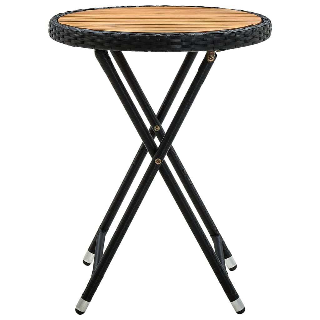 vidaXL Beistelltisch Schwarz 60 cm Poly Rattan und Produktbild 
